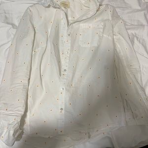 Sezane white cotton button down with small flowers